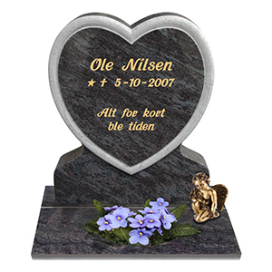 Gravminne gravmonument fra Eide Stein gravstein modell 452B hjertestein hjerte barn barnestein