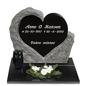Gravminne gravmonument fra Eide Stein gravstein modell 375c 375 hjertestein hjerte barn barnestein