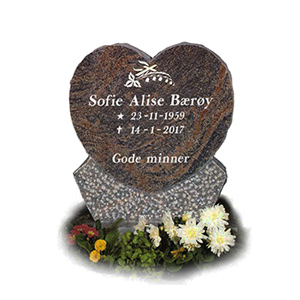 Gravminne gravmonument fra Eide Stein gravstein modell 434 hjertestein hjerte barn barnestein